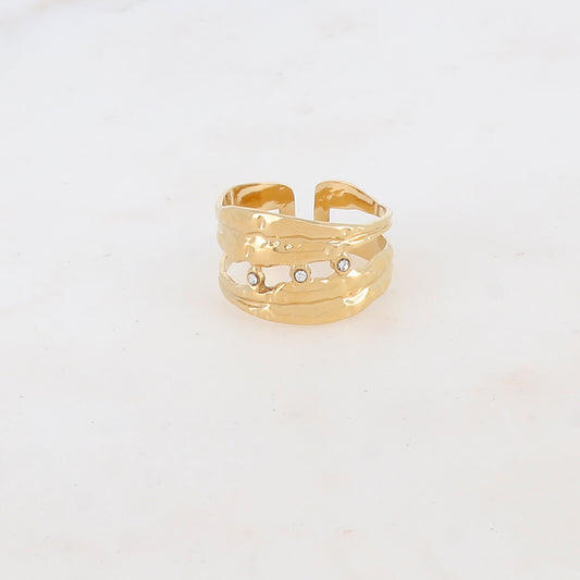 Bague multi-rangs avec strass zirconium