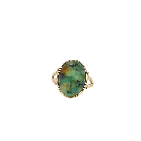 Bague ovale ajustable en pierre naturelle - Turquoise africaine