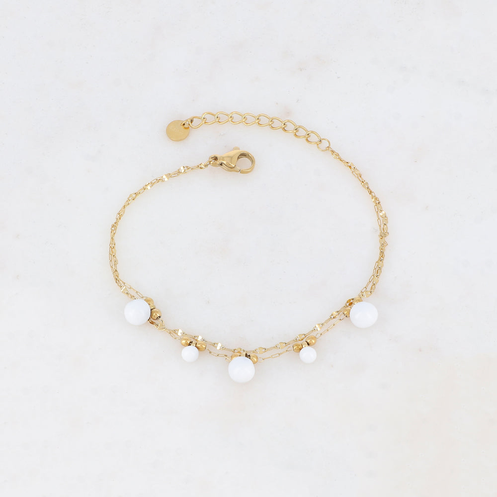 Bracelet double rangs avec petites boules et émail