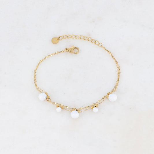 Bracelet double rangs avec petites boules et émail