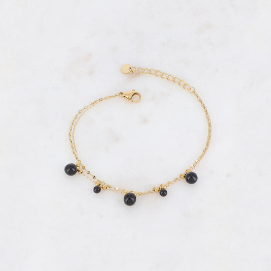 Bracelet double rangs avec petites boules et émail