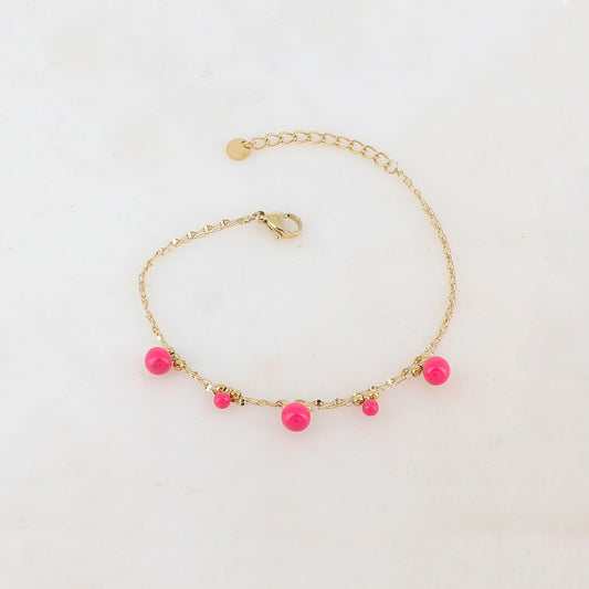 Bracelet double rangs avec petites boules et émail