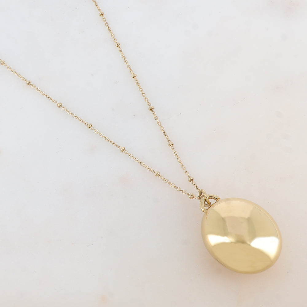 Sautoir avec pendentif ovale bombé avec un effet miroir et lisse (80+5CM)