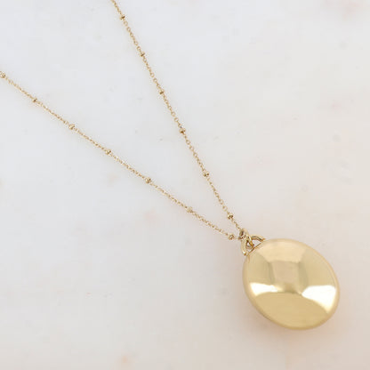 Sautoir avec pendentif ovale bombé avec un effet miroir et lisse (80+5CM)