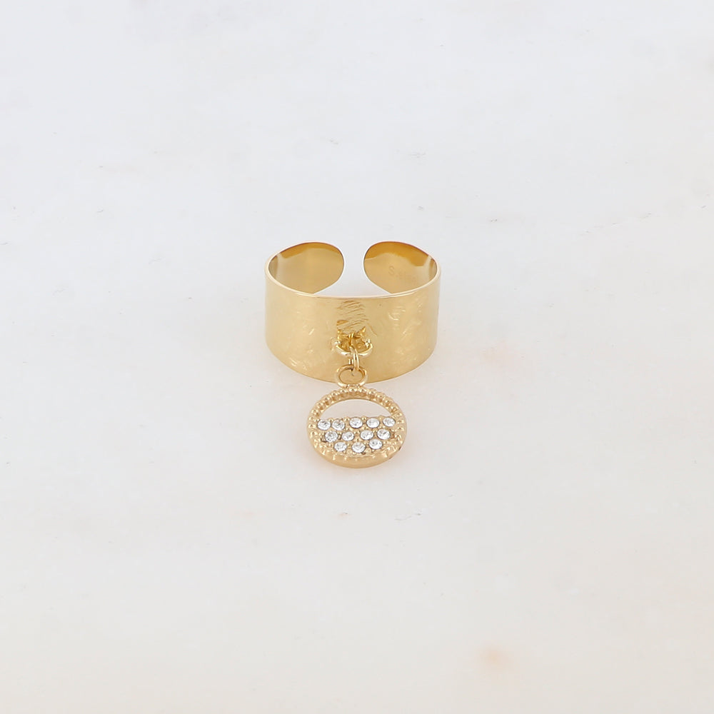 Bague avec pampille anneau et strass