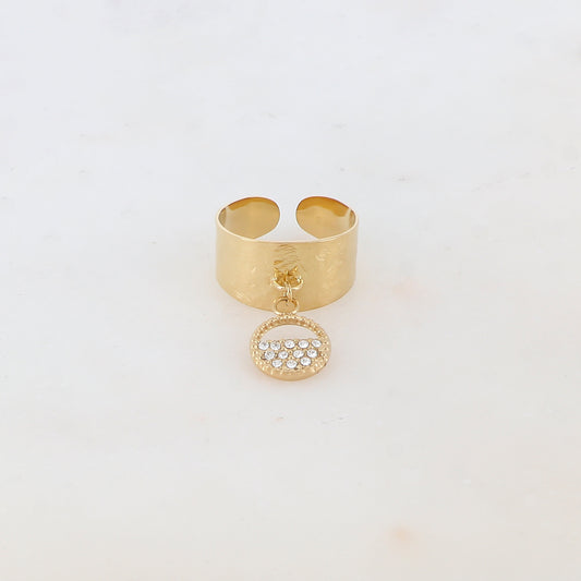 Bague avec pampille anneau et strass