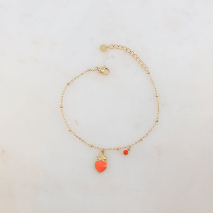 Bracelet avec strass et pampille cœur émaillé