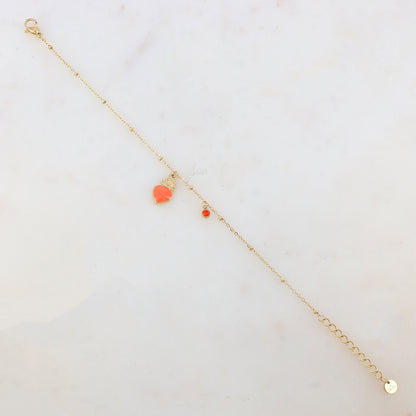 Bracelet avec strass et pampille cœur émaillé