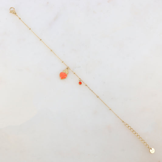 Bracelet avec strass et pampille cœur émaillé