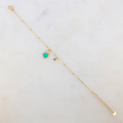 Bracelet avec strass et pampille cœur émaillé