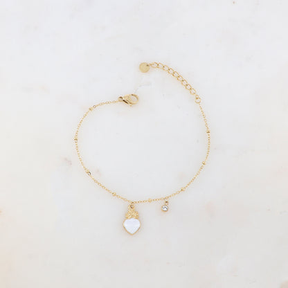 Bracelet avec strass et pampille cœur émaillé