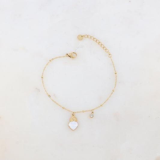 Bracelet avec strass et pampille cœur émaillé