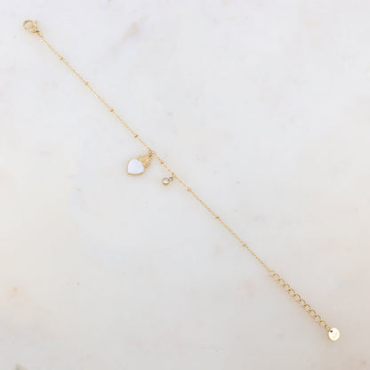 Bracelet avec strass et pampille cœur émaillé