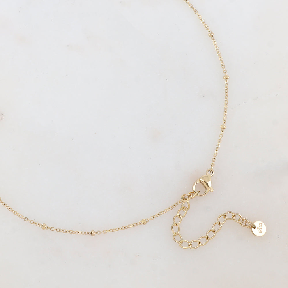 Collier avec strass et pendentif cœur émaillé (40+5CM)