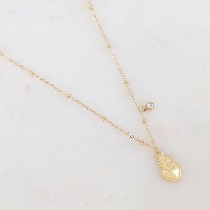 Collier avec strass et pendentif cœur (40+5CM)