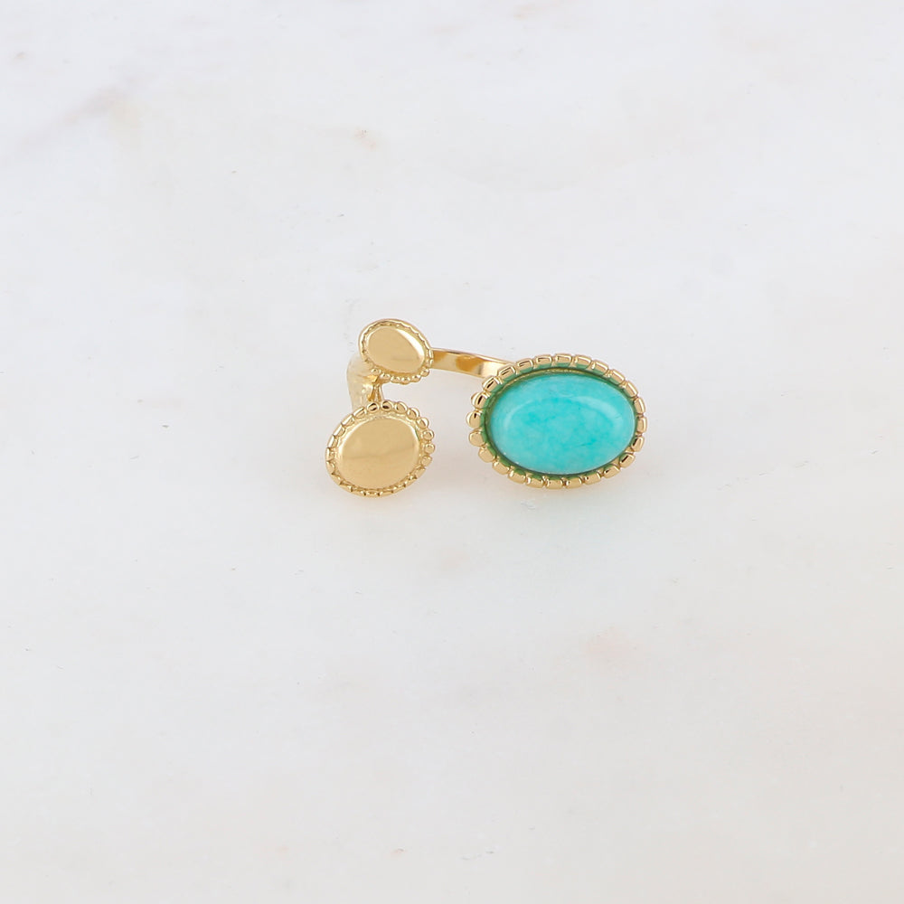 Bague avec 3 pièces ovales avec pierre naturelle - Amazonite