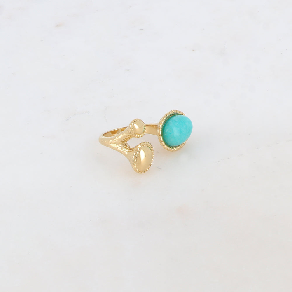 Bague avec 3 pièces ovales avec pierre naturelle - Amazonite