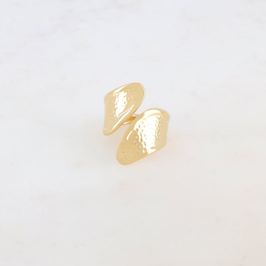 Bague ajustable avec motif multi-points et bordure lisse