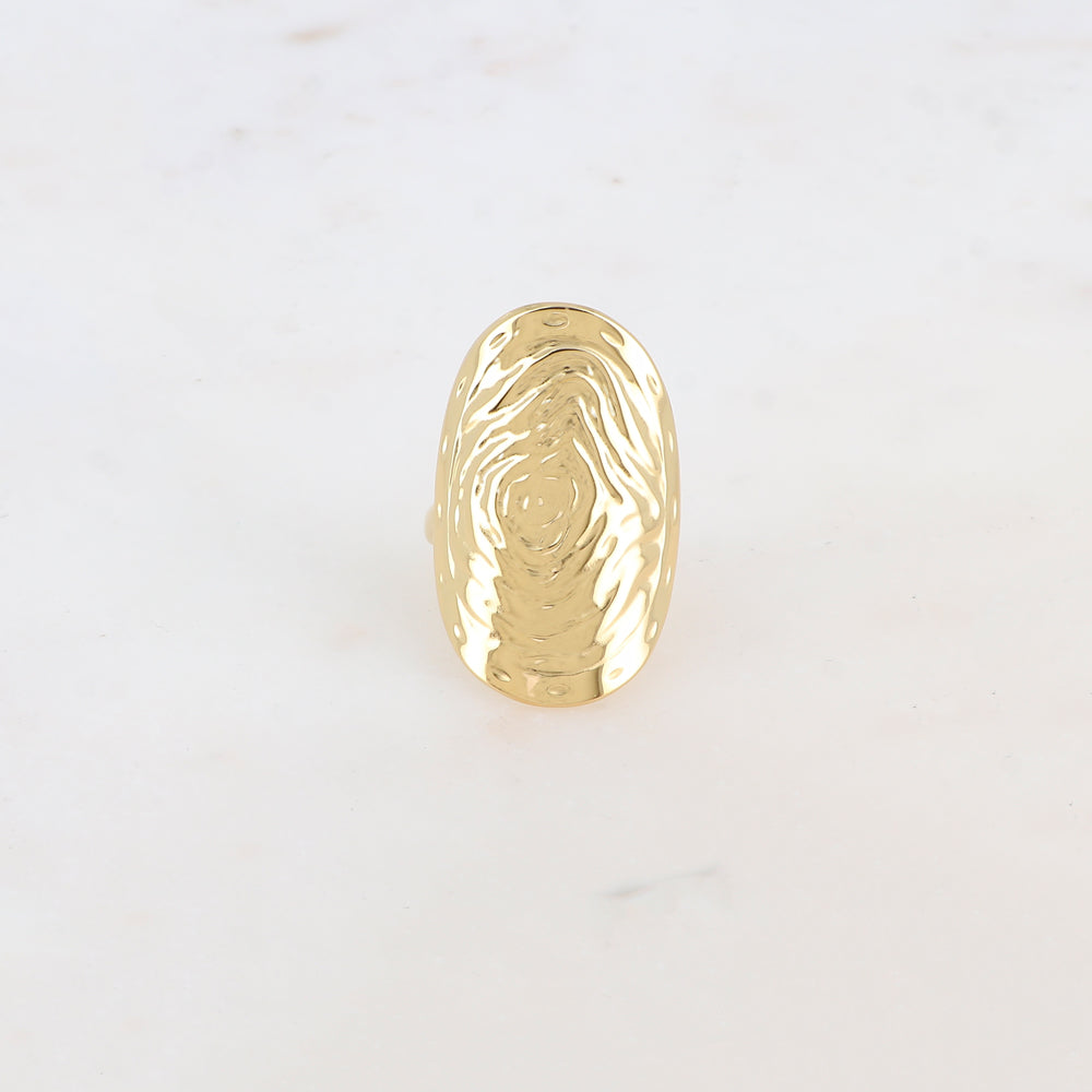 Bague fine avec pièce ovale motif tourbillon