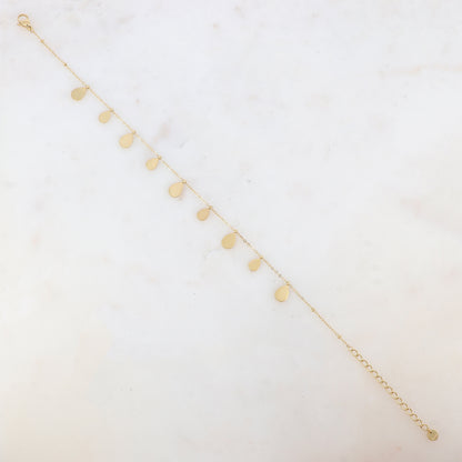 Chaîne de cheville avec pampilles gouttes (22+5CM)