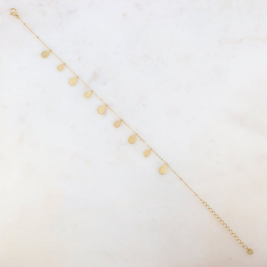 Chaîne de cheville avec pampilles gouttes (22+5CM)