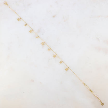 Chaîne de cheville avec pampilles étoiles (22+5CM)