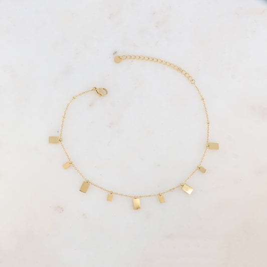 Chaîne de cheville avec pampilles rectangles (22+5CM)