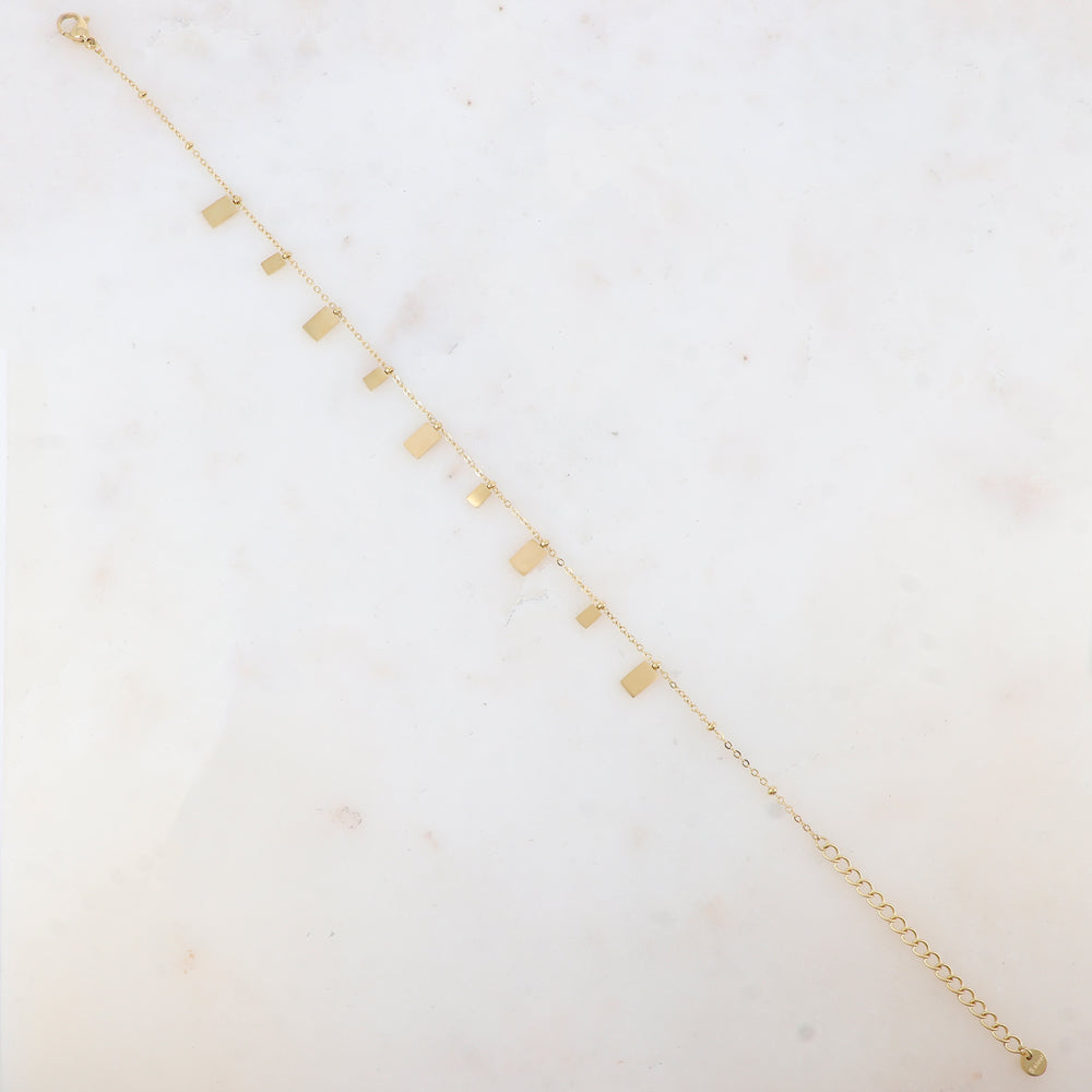 Chaîne de cheville avec pampilles rectangles (22+5CM)