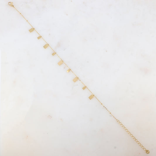 Chaîne de cheville avec pampilles rectangles (22+5CM)