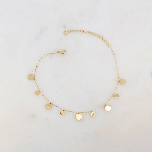 Chaîne de cheville avec pampilles rondes (22+5CM)