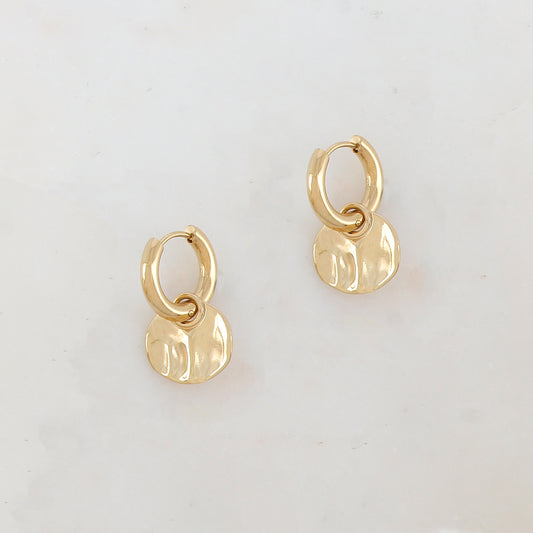 Créoles avec pendant rond ondulé 1,7 x 2,4 CM.
