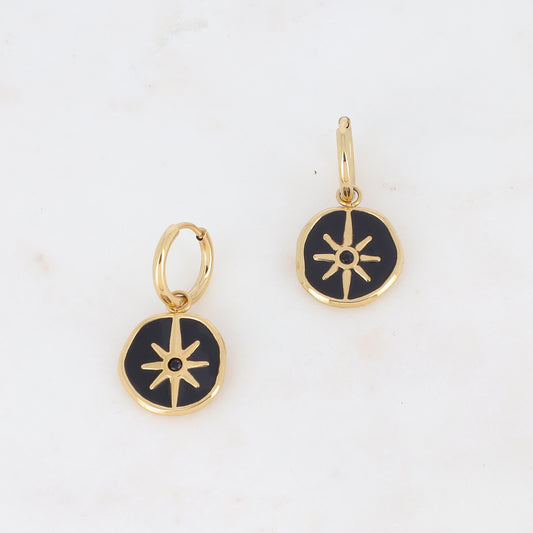 Créoles avec pendentif étoile émaillé, strass 1,7 x 3,2 CM