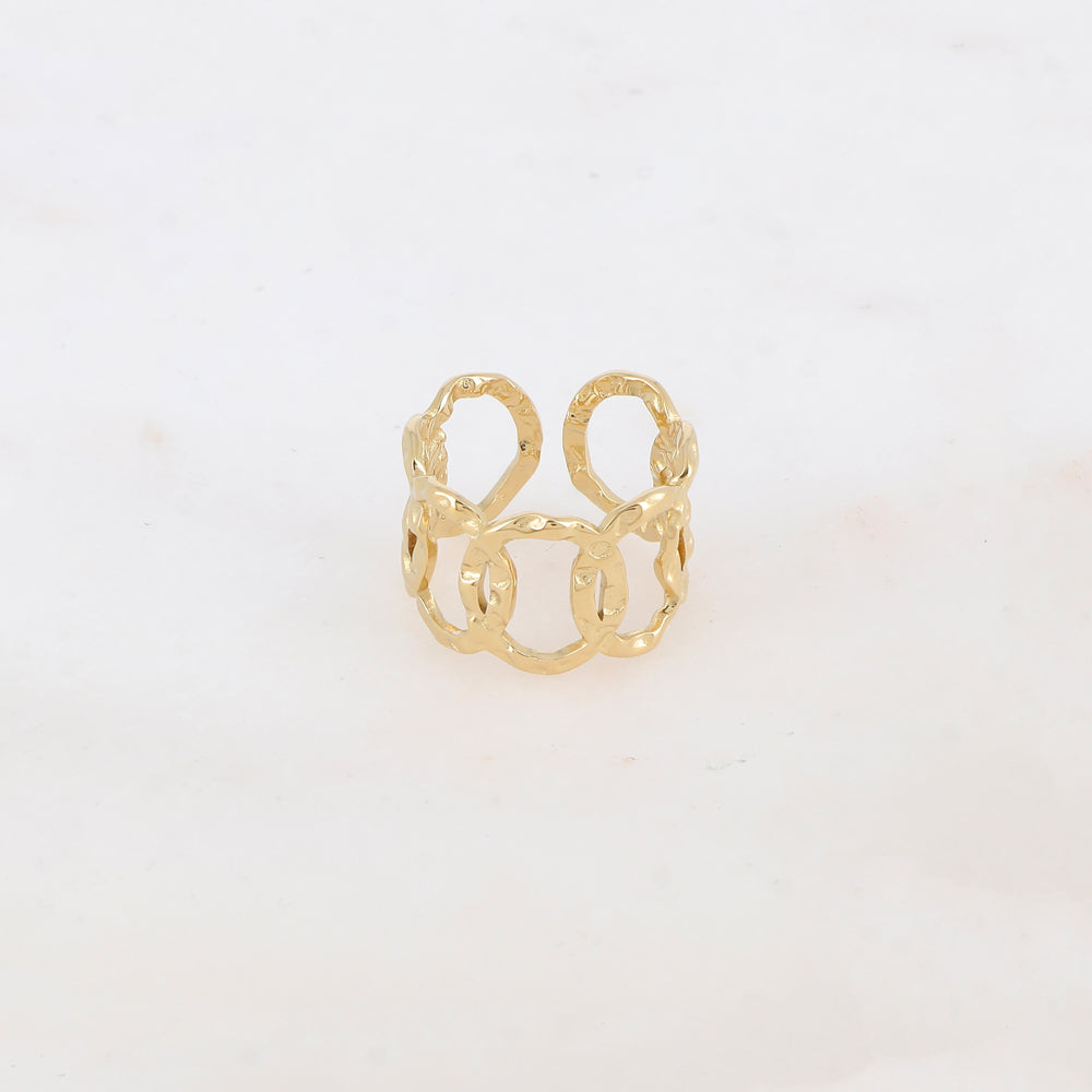 Bague en maille plate ajustable avec effet martelé