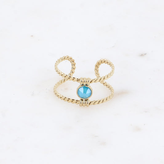 Bague tressée - orné de cristaux de Swarovski® PP20 - Azure blue