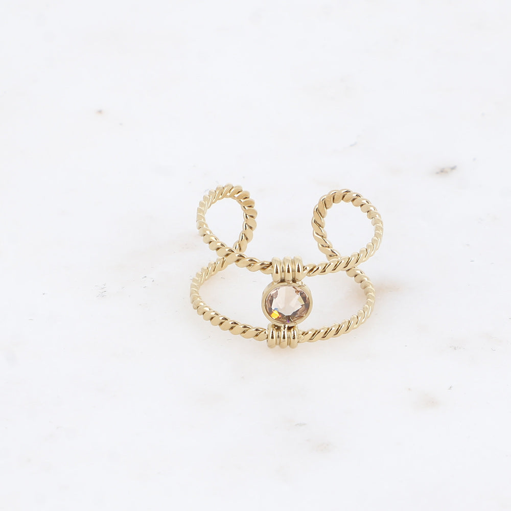 Bague tressée - orné de cristaux de Swarovski® PP20 - Golden shadow