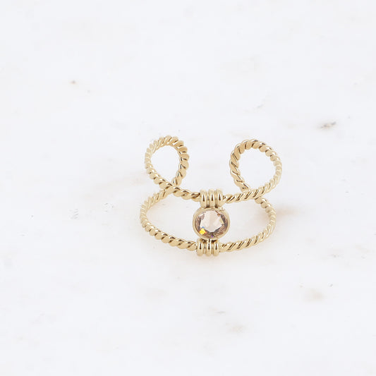 Bague tressée - orné de cristaux de Swarovski® PP20 - Golden shadow
