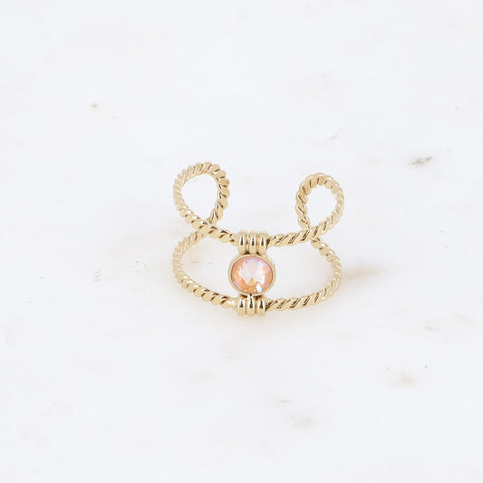 Bague tressée - orné de cristaux de Swarovski® PP20 - Light peach