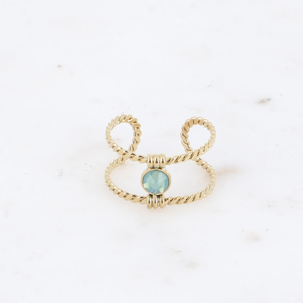 Bague tressée - orné de cristaux de Swarovski® PP20 - Pacific opal
