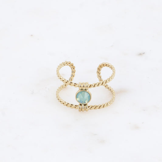 Bague tressée - orné de cristaux de Swarovski® PP20 - Pacific opal