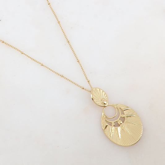 Sautoir avec pendentif géométrique ajouré (60+5CM)