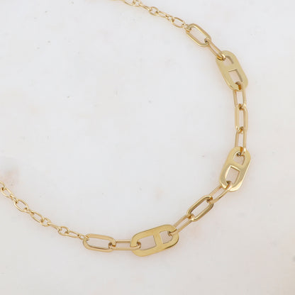 Collier en jeu de maille avec 3 pièces géométriques (40+5CM)