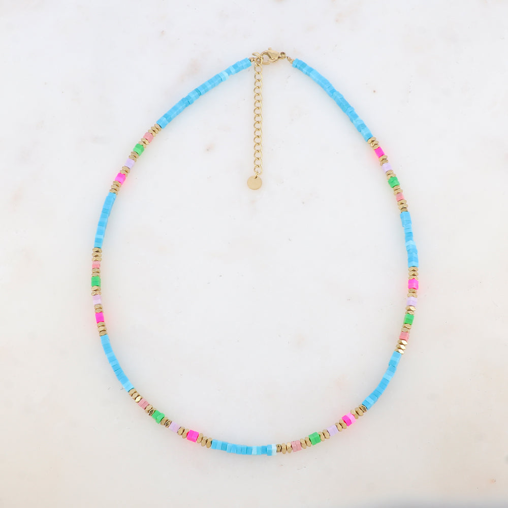 Collier embelli de perles en howlite teintée (39+5CM)