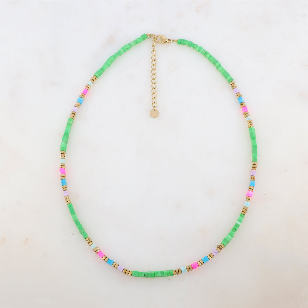 Collier embelli de perles en howlite teintée (39+5CM)