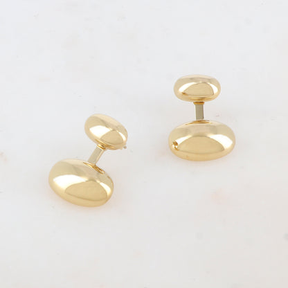 B.O à puce en forme géométrique avec tige, effet miroir et lisse 1,6 x 2,5 cm.