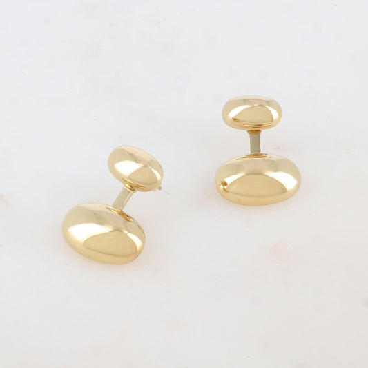 B.O à puce en forme géométrique avec tige, effet miroir et lisse 1,6 x 2,5 cm.