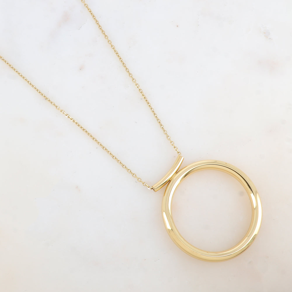 Sautoir avec pendentif anneau lisse (90+10CM)