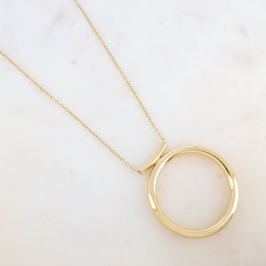 Sautoir avec pendentif anneau lisse (90+10CM)