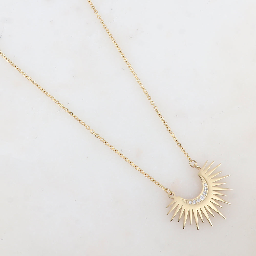 Collier avec pendentif lune et strass (45+5CM)