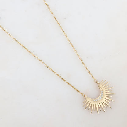 Collier avec pendentif lune et strass (45+5CM)