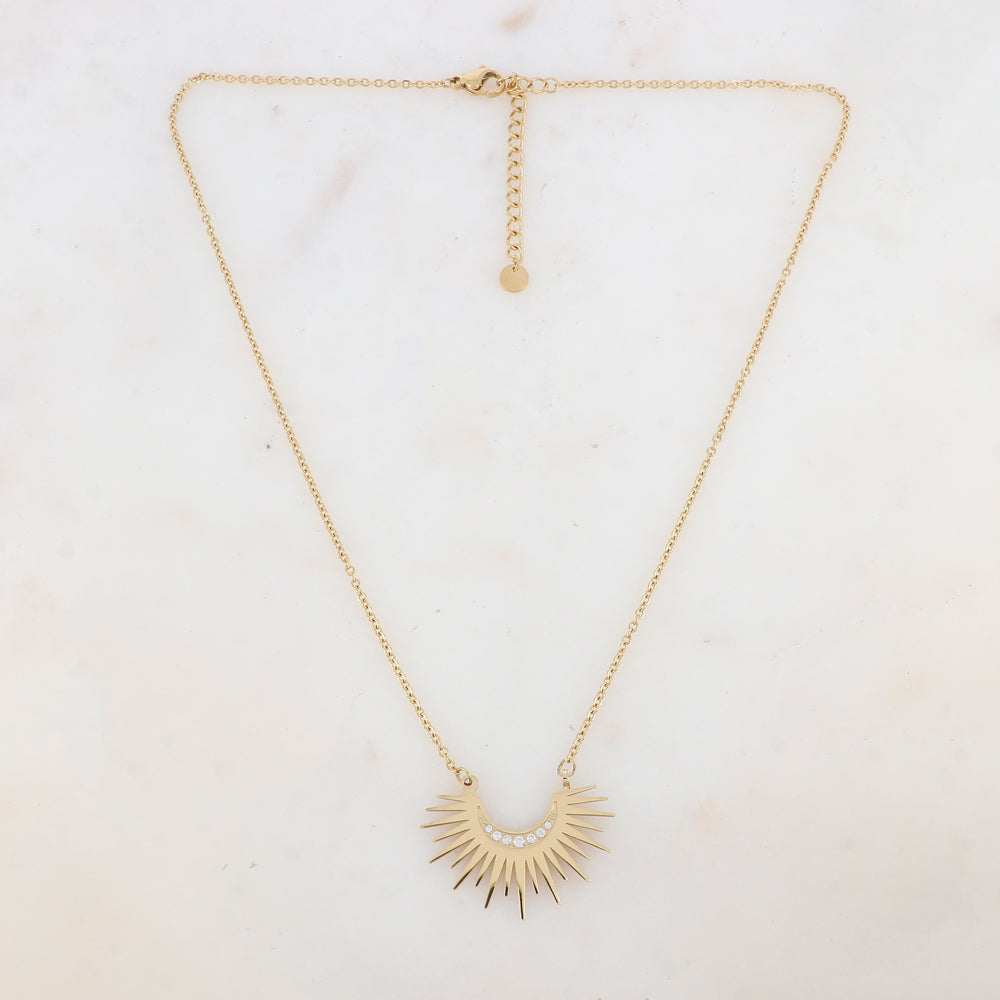Collier avec pendentif lune et strass (45+5CM)